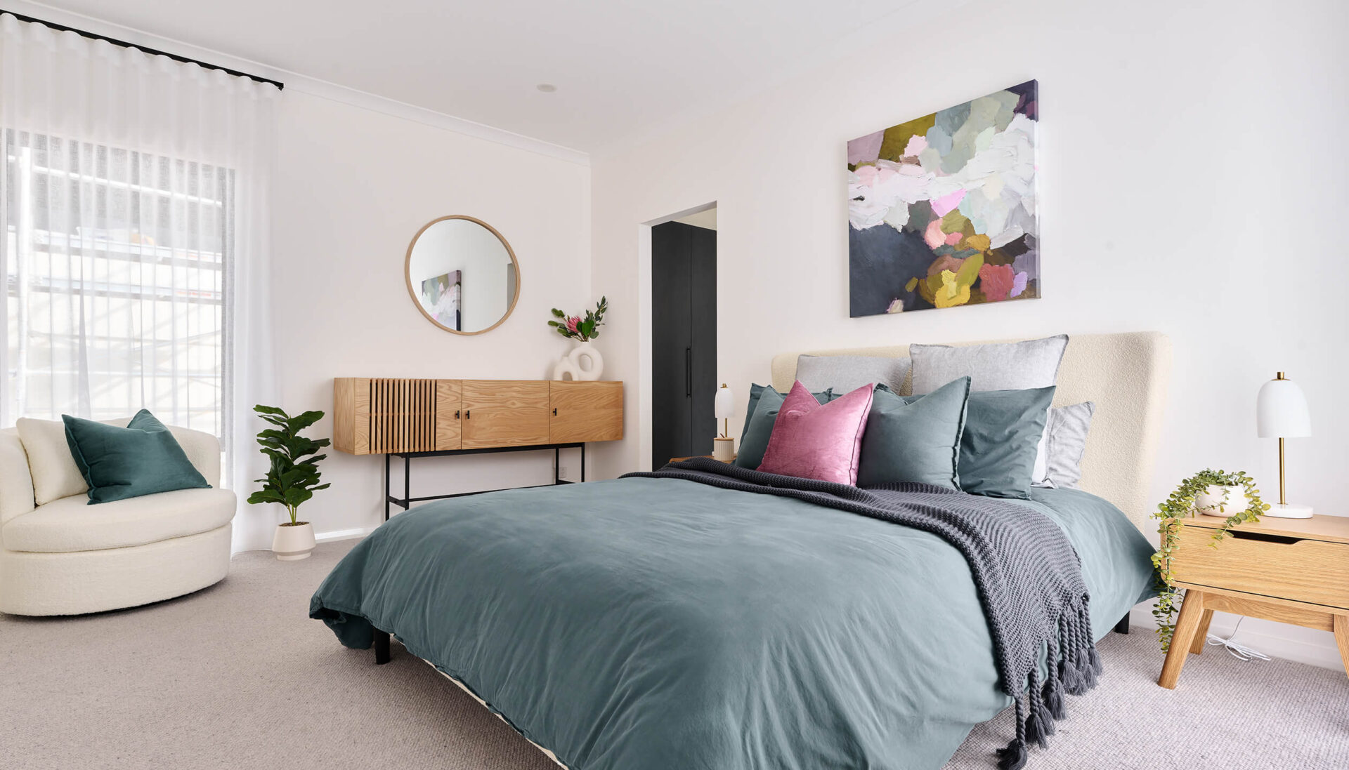 Bedroom inside the Perth modular home Wildwood design by PIQUE